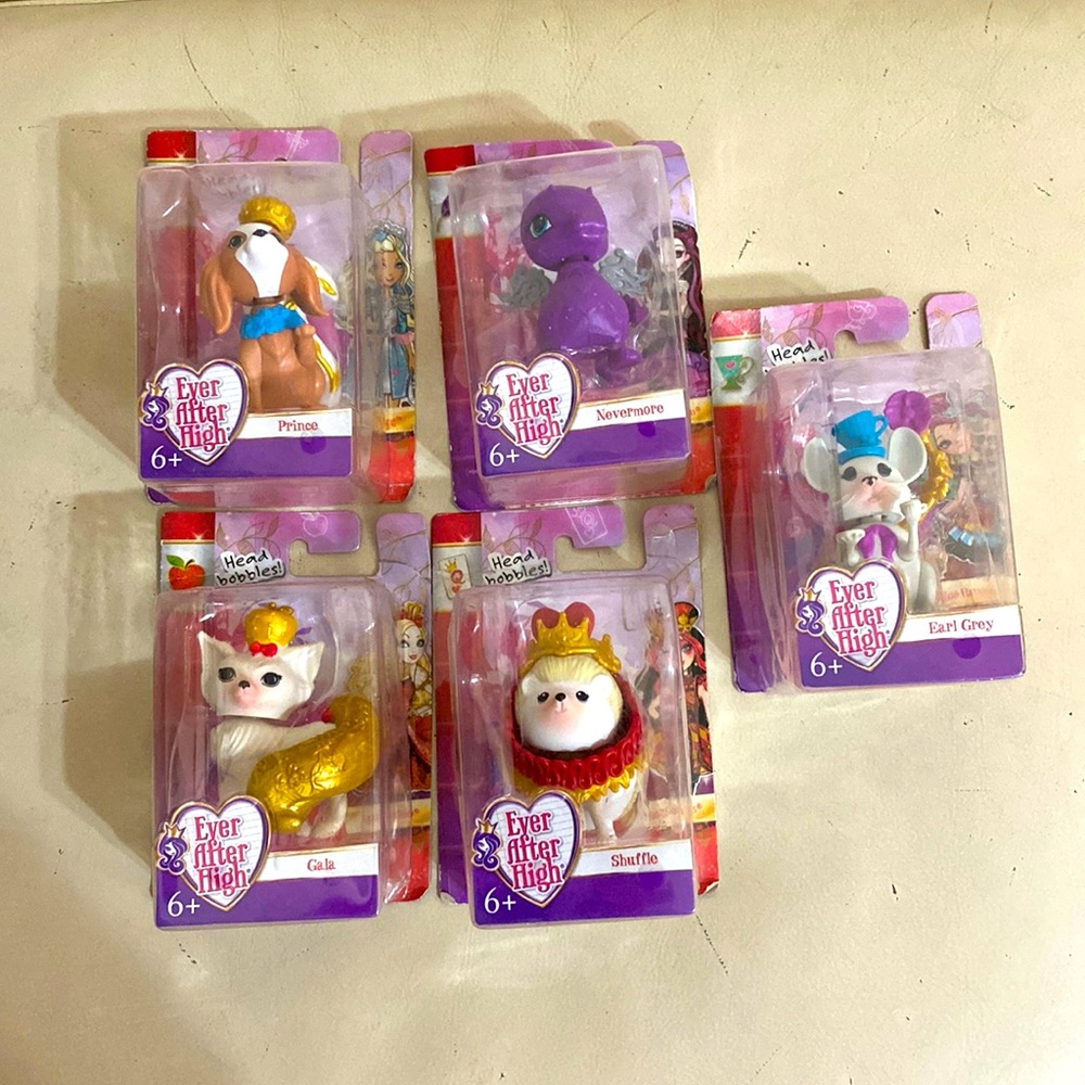 Ever After High Doll Pets x 5 ~ Shuffle*Nevermore*Prince*Earl Grey*Gala ~ New